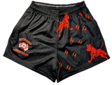 Red dog and boar prints footy shorts with zipper pockets image 0