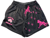 Pink dog and boar prints footy shorts with zipper pockets image 0