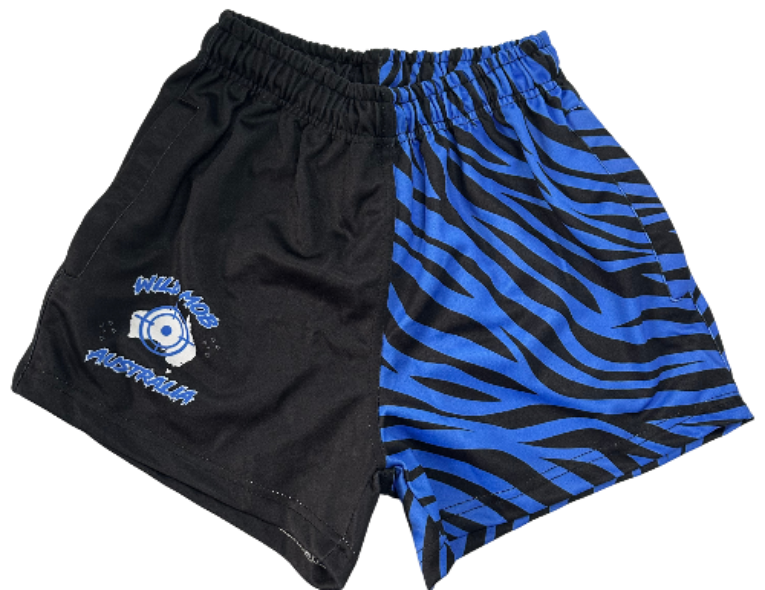 Blue Stripe footy shorts with zipper pockets image 0