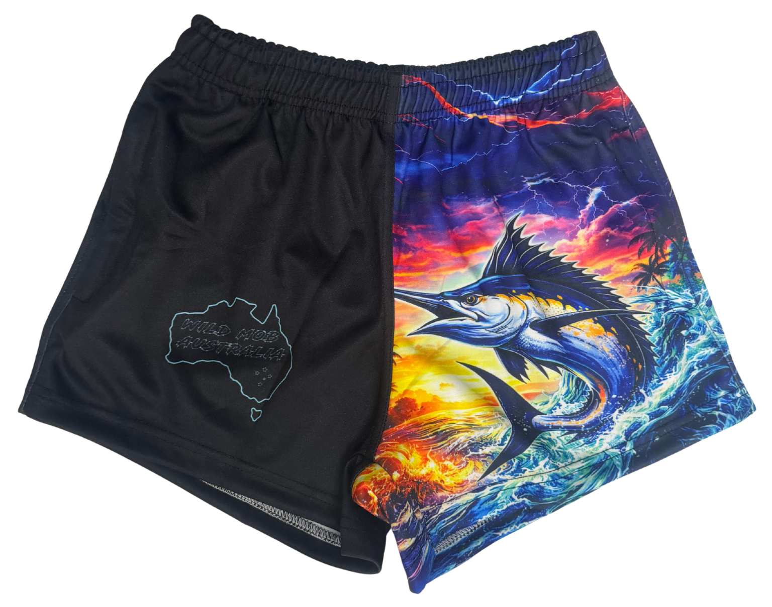Marlin Footy shorts with zipper pockets Wild Mob Australia hunting fishing camping pig chasing