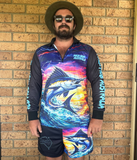 Marlin footy shorts with zipper pockets wild mob australia. hunting fishing camping