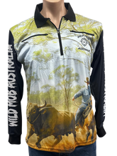 Scrubber bull and Cowboy Fishing Shirt with Zipper pockets