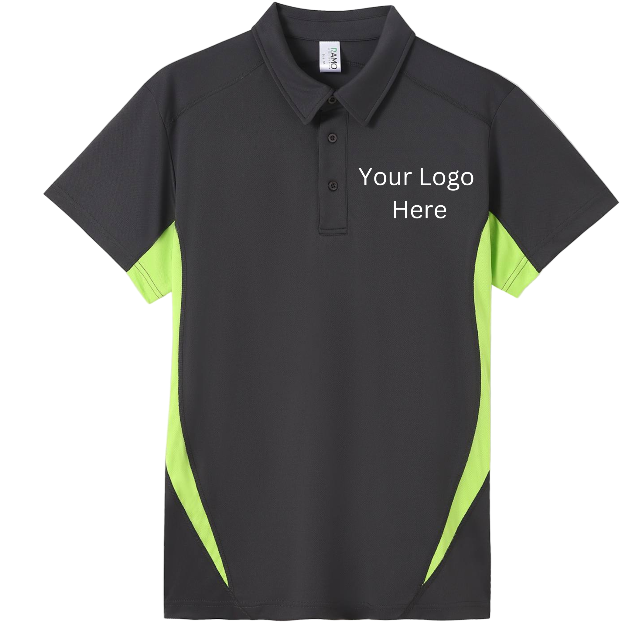 Printed work polo Charcoal/Lime image 0