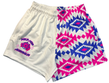 Pink and Blue Aztec footy shorts with zipper pockets image 0
