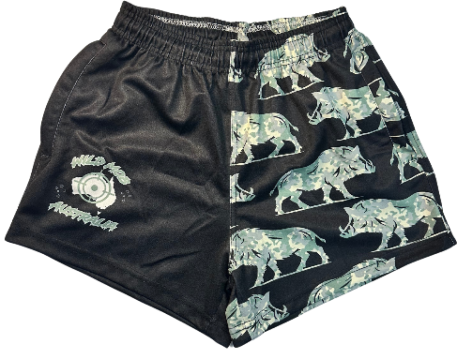 Camo boar footy shorts with zipper pockets image 0