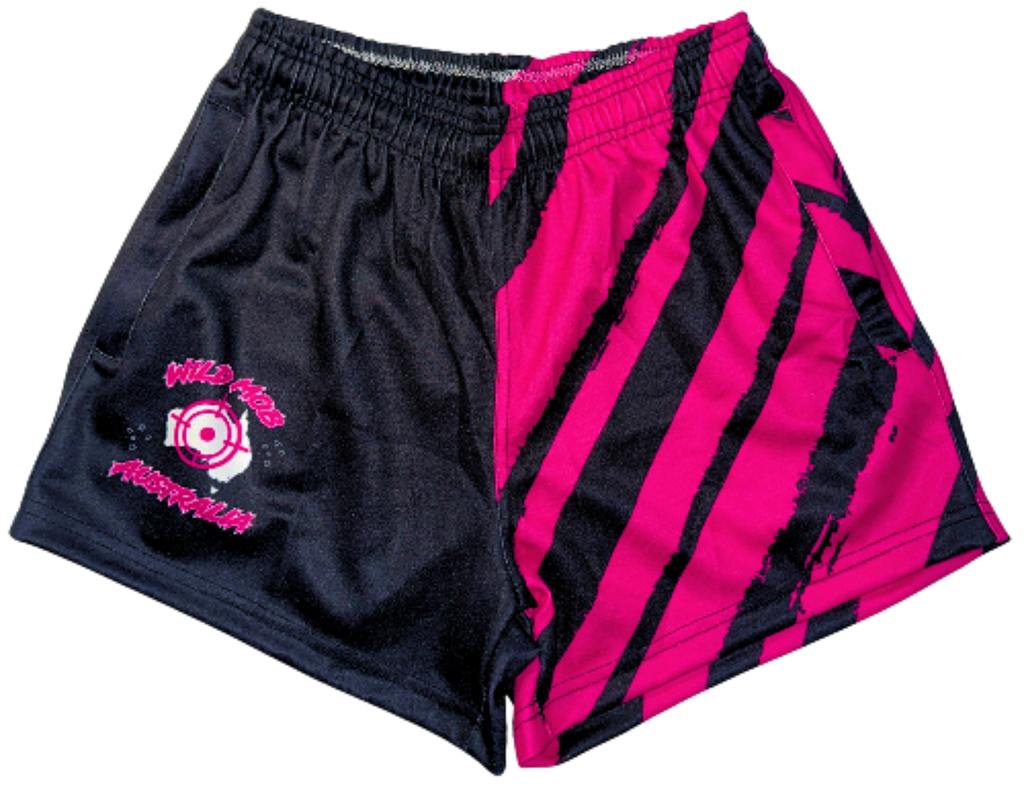 Hot Pink Stripe footy shorts with zipper pockets image 0