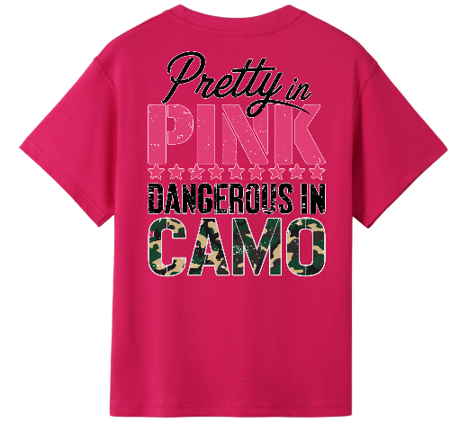 Pretty In Pink Dangerous in Camo kids Tshirt 2 image 1