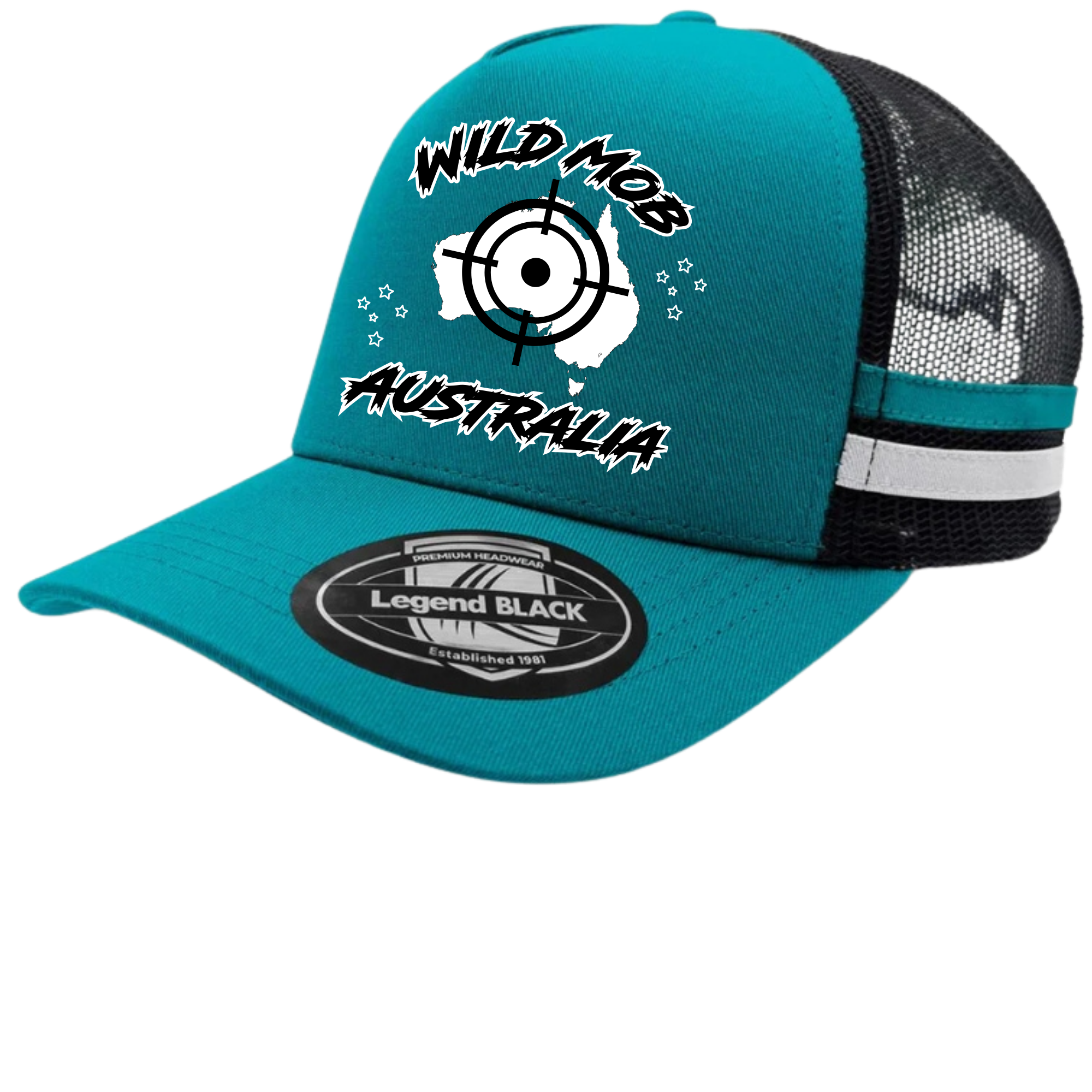 Wild Mob Australia Trucker Cap Teal with OG black and white logo image 0