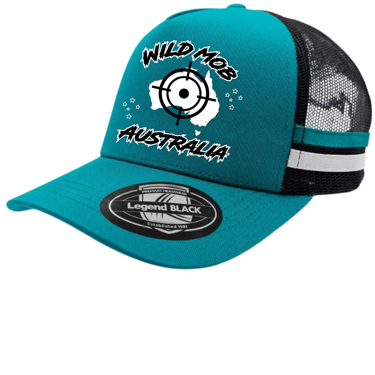 Wild Mob Australia Trucker Cap Teal with OG black and white logo image 0