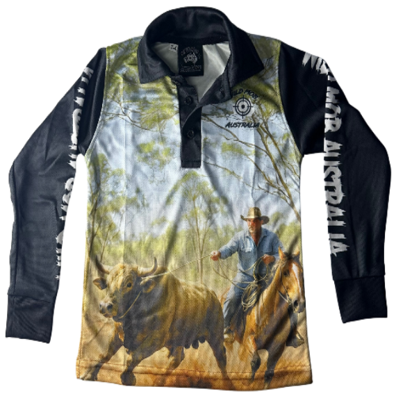 Scrubber bull and Cowboy Fishing Shirt Kids image 0
