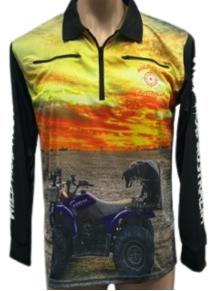 Quad, Dogs & Sunset Fishing Shirt with Zipper pockets image 0