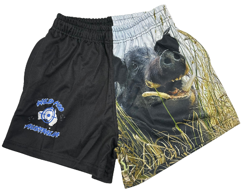 Big Tusky Boar Footy Shorts with zippered pockets image 0