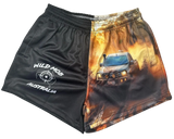 4WD Hilux footy shorts with zipper pockets  front view