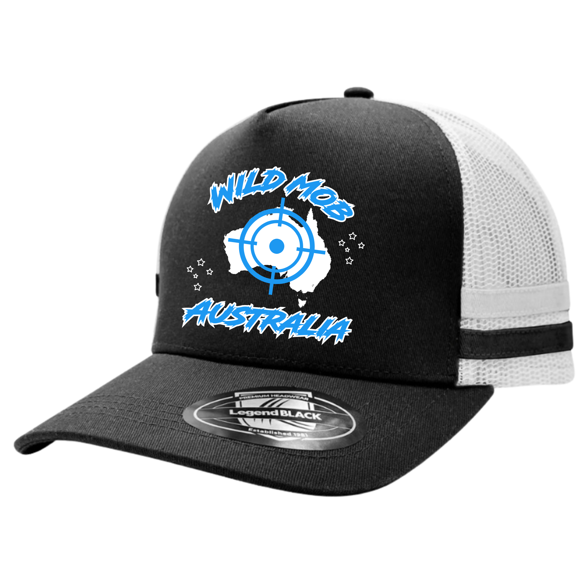 Wild Mob Australia Trucker Cap Black with Blue OG Logo image 0