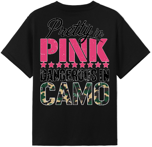 Pretty In Pink Dangerous in Camo kids Tshirt 2 image 2