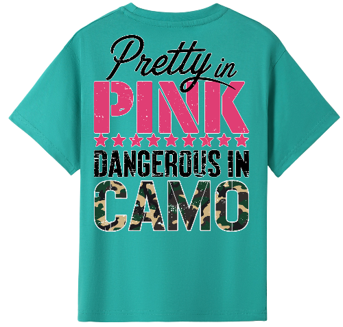 Pretty In Pink Dangerous in Camo kids Tshirt 2 image 3