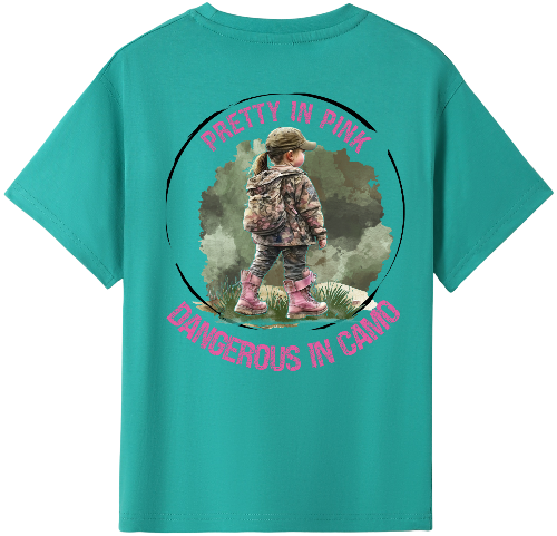 Pretty In Pink Dangerous in Camo kids Tshirt 1 image 2