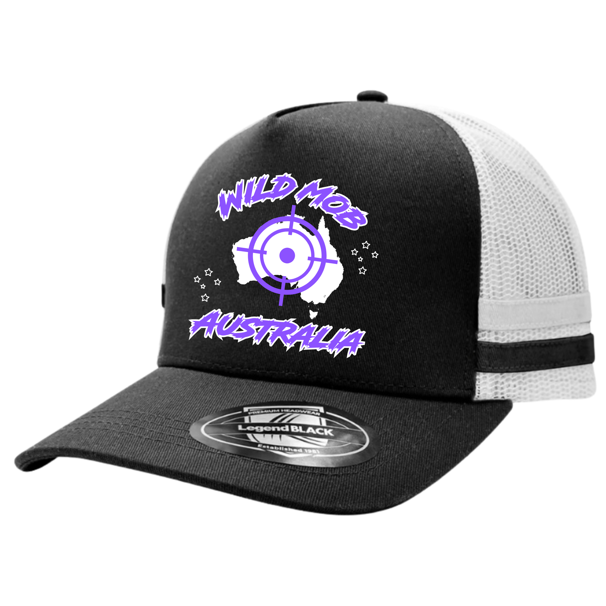 Wild Mob Australia Trucker Cap Black with Purple OG Logo image 0