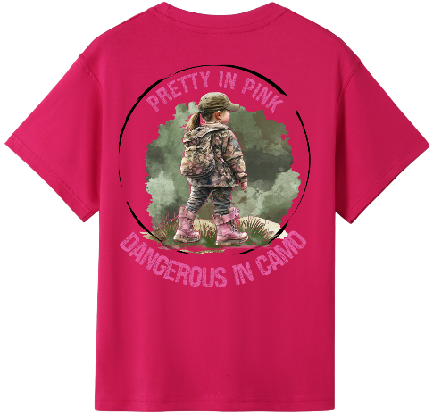 Pretty In Pink Dangerous in Camo kids Tshirt 1 image 1