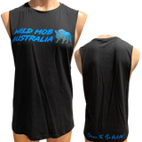 Wild Mob Dare to be Wild muscle shirt with blue wild boar logo
