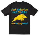 Wild Mob T-shirt or Singlet Fuck Ya Parties Blue & Yellow