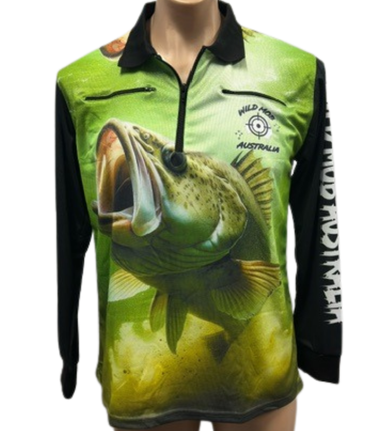 Green Cod Fishing Shirt with Zipper pockets
