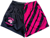 Hot Pink Stripe footy shorts with pockets for kids
