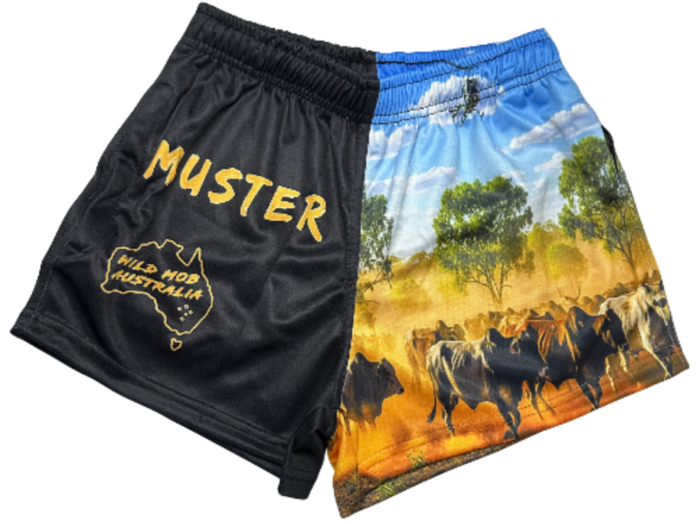 Helicopter Muster Kids footy shorts with pockets