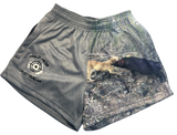 Red hairy pig dog footy shorts with pockets 