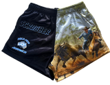 Kids Scrubber bull and cowboy printed footy shorts with pockets