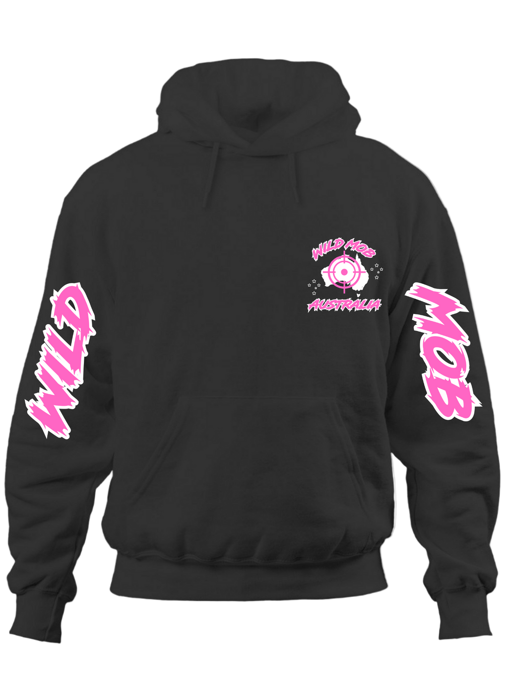 Women's Wild Mob Signature Hoodie Pink on Black