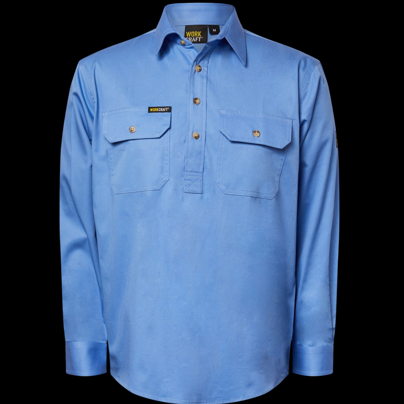 Men's Half Placket Full Coloured Shirt Light Blue image 0