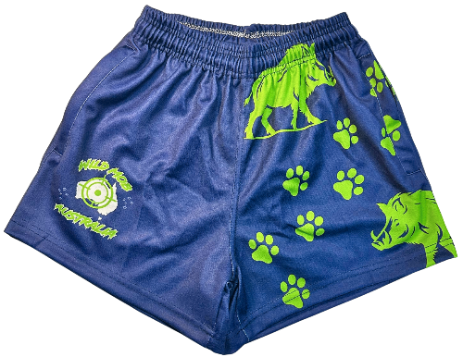 Lime green Boar with dog prints footy shorts with zipper pockets image 0