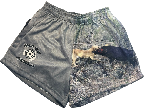 Red Hairy Dog and Boar footy shorts image 0
