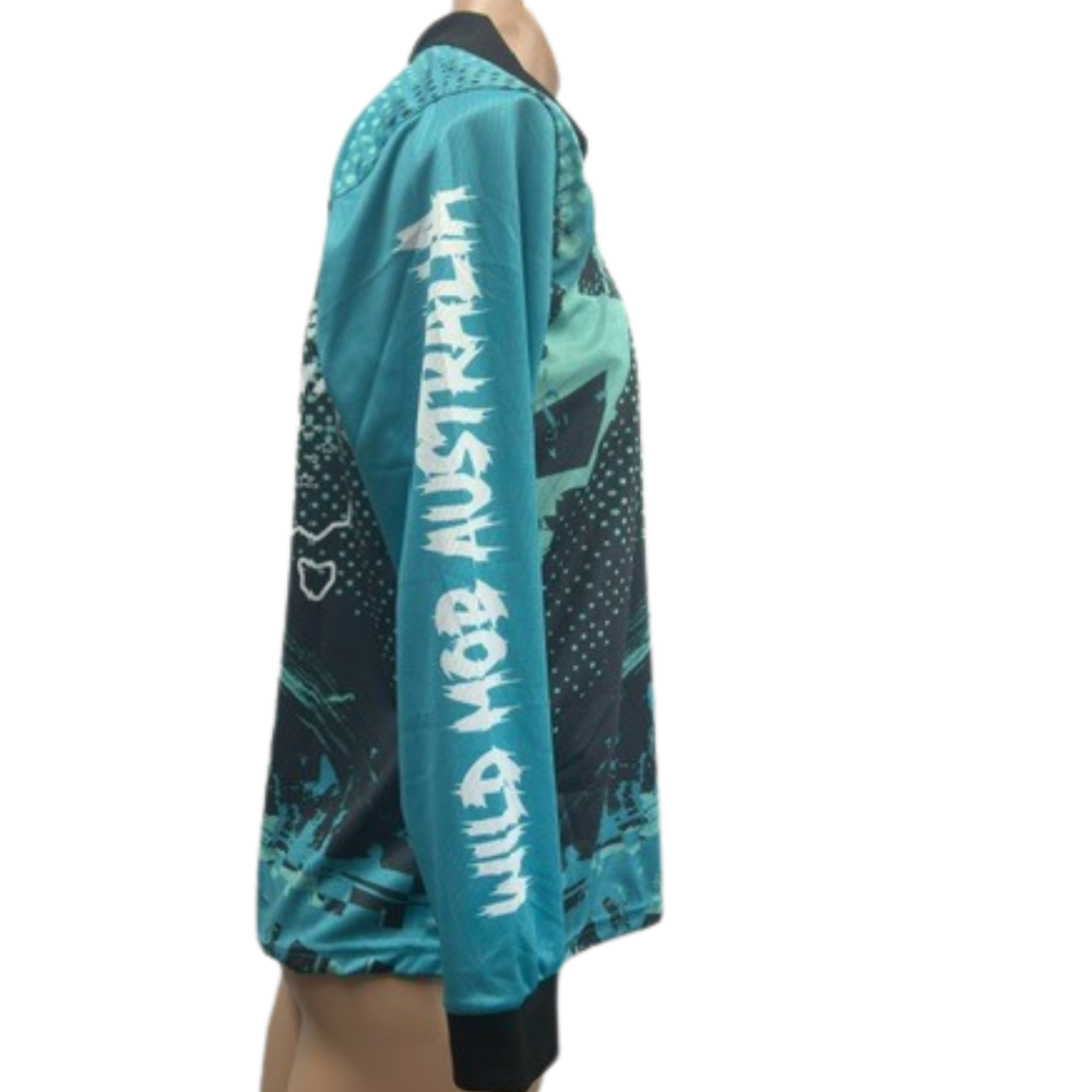 Teal Fishing Shirt with 2 Zipper pockets image 1