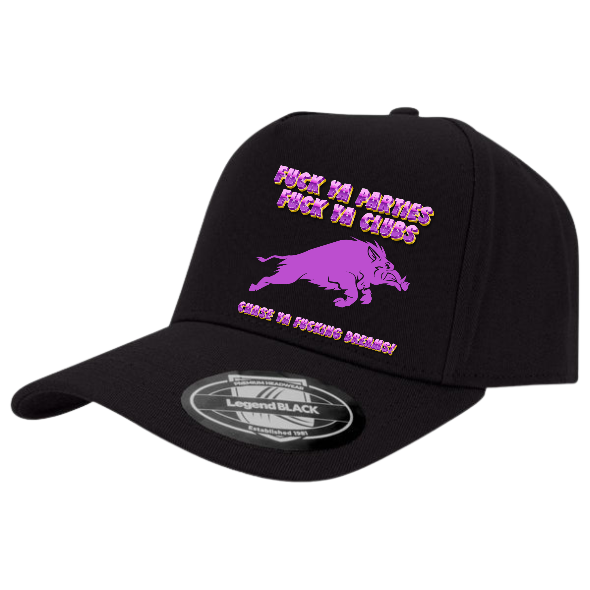 Fuck ya Parties Fuck ya Clubs Chase ya fuckin dreams Purple hat image 0