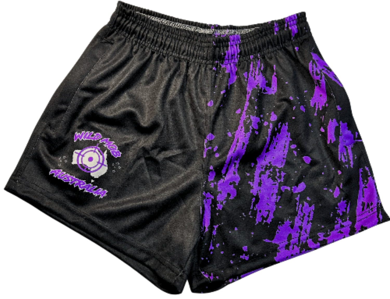 Purple Splash footy shorts with zipper pockets image 0