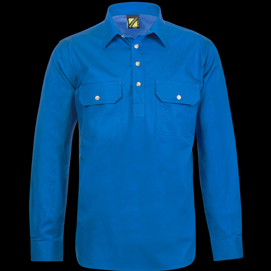 Men's Half Placket Full Coloured Shirt Cobalt Blue image 0