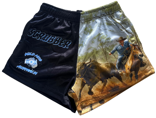 Scrubber Bull and Cowboy footy shorts with zipper pockets image 0