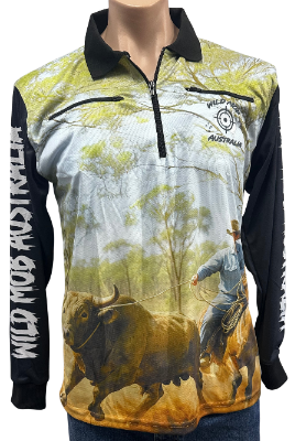 Scrubber bull and Cowboy Fishing Shirt with Zipper pockets image 0