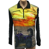 Quad, Dogs & Sunset Fishing Shirt with Zipper pockets